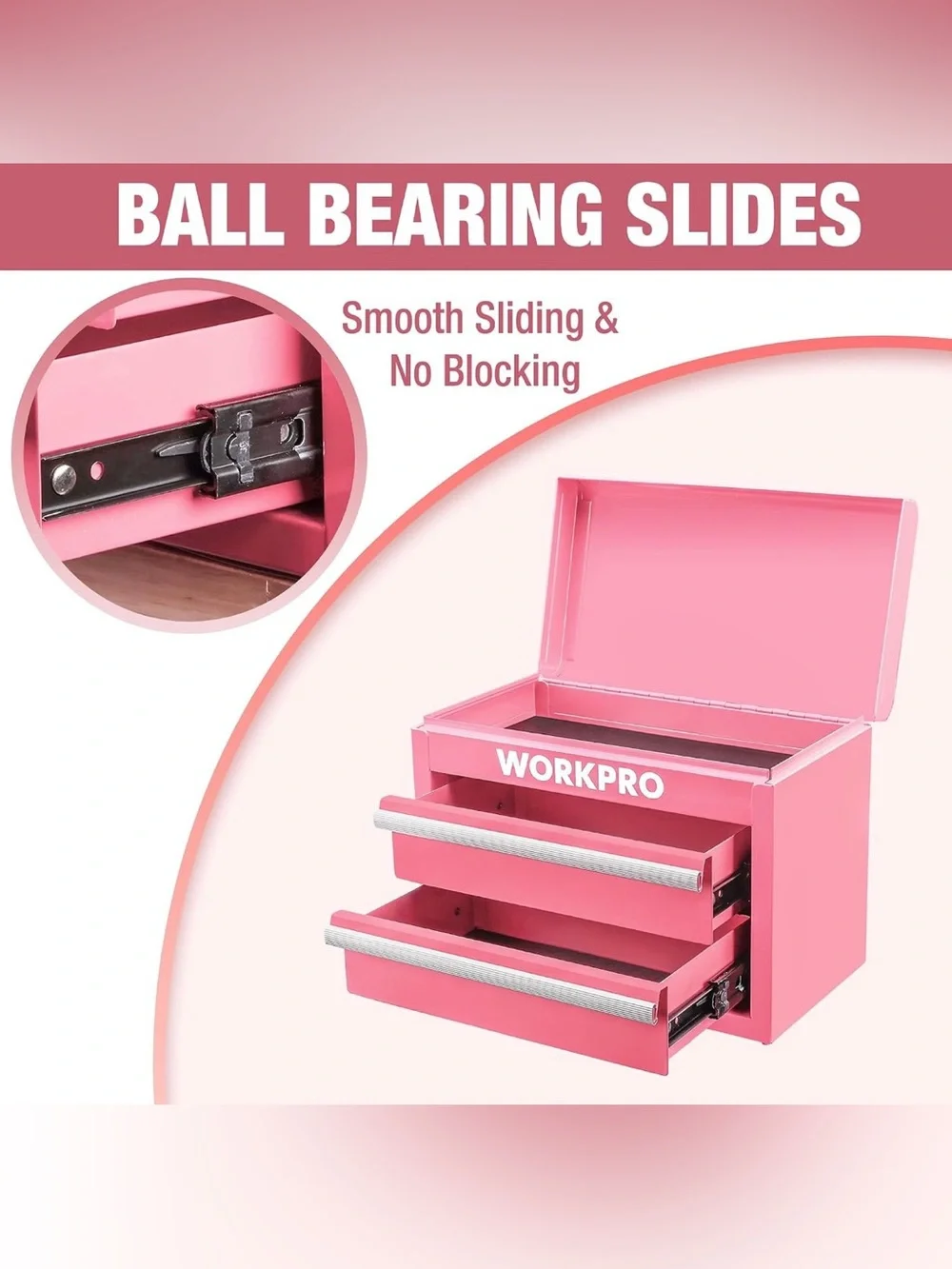 New WORKPRO Metal Mini Tool/Storage Box - Pink Color